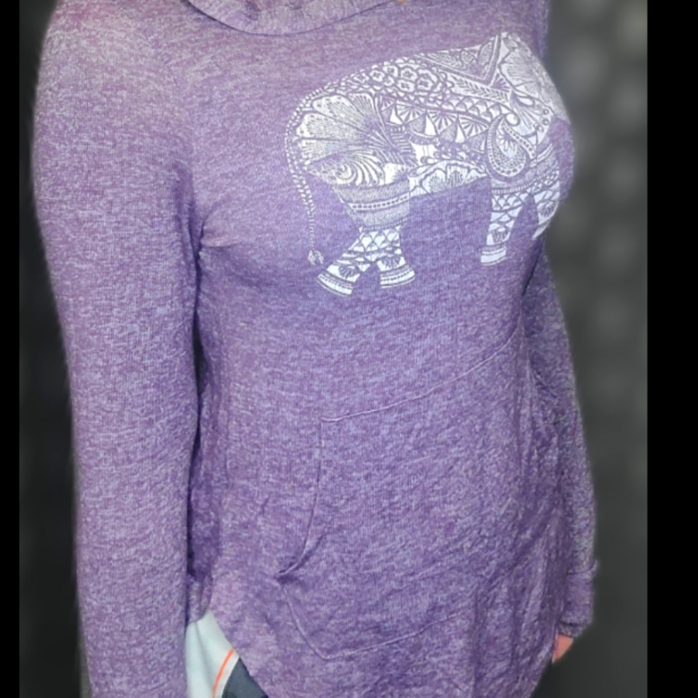Purple elephant shirt with hoodie